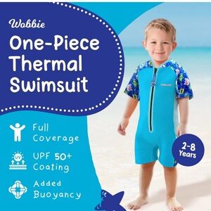 Wobbie Kids Swimsuit, Thermal Boys and Girls Swimsuit, Made with UPF50+ Neoprene
